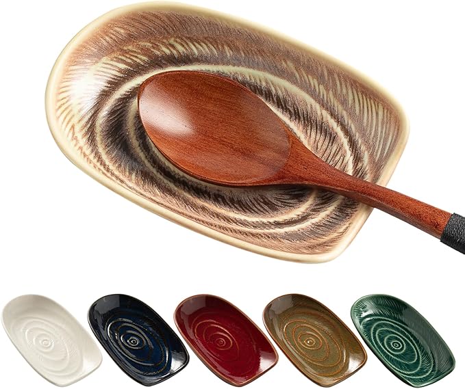 Ceremic Spoon Rest for Stove Top, Spoon Holder for Kitchen Counter, Coffee Spoon Rest, Cooking Utensil Rest for Ladles, Kitchen Decor, Housewarming Gifts, 1 pack (camel)