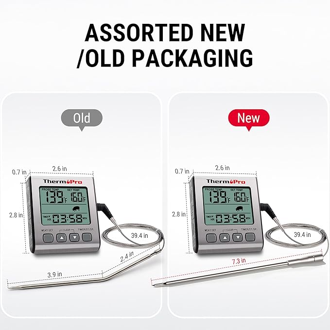 ThermoPro Digital Meat Thermometer for Cooking and Grilling, BBQ Food Thermometer with Backlight and Kitchen Timer, Grill Temperature Probe Thermometer for Smoker, Barbecue, Oven, Baking,Oil