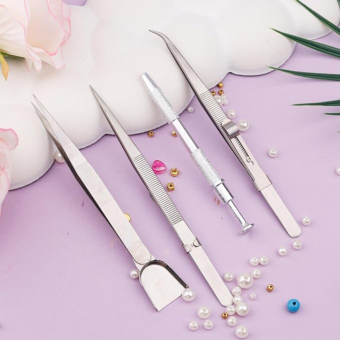 4pcs Cake Decorating Tools Set, Stainless Steel Sprinkle Pen Pearl Grabber & Tweezers with Shovel Head Professional Sprinkles Spoon Dragee Tools for Baking Cookies Cupcake Decoration
