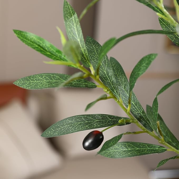 Artificial Olive Tree 7FT Tall, Faux Plants Indoor - Fake Plant with Lifelike Leaves,White Planter - Large Fake Olive Trees for Home Living Room Office Bedroom Floor Decor
