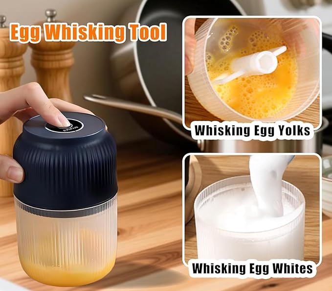 Electric Garlic Chopper, Mini Portable Veggie Chopper, Mini Portable Food Processor with 6 Blades & Egg Whisk, Veggie Grinder, For Onions Ginger Chili Nuts Meat (White)
