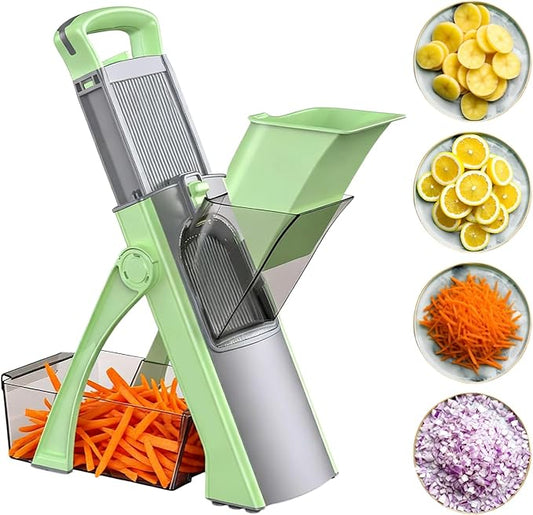 Safe Mandoline Slicer for Kitchen,Freely Adjustable Food Chopper,Kitchen Must Haves Vegetable Chopper,Potato Onion Carrot Cucumber Slicer (green)