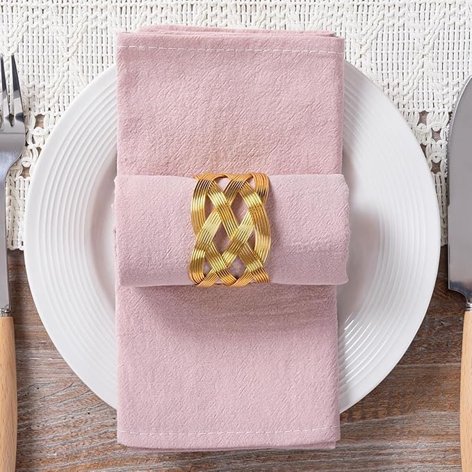 MLMC 4 Pack Pink Cloth Napkins Rustic Washable Cotton Linen Napkins Set of 4 Dusty Pink 17"x17" Reusable Dinner Napkins Cloth for Valentine's Day Wedding Bridal Shower Reception Everyday Use