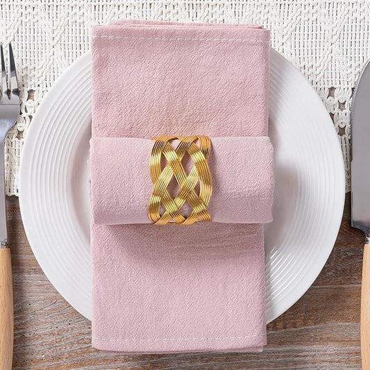 MLMC 4 Pack Pink Cloth Napkins Rustic Washable Cotton Linen Napkins Set of 4 Dusty Pink 17"x17" Reusable Dinner Napkins Cloth for Valentine's Day Wedding Bridal Shower Reception Everyday Use