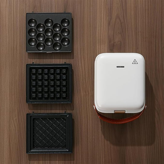 3 in 1 Sandwich Maker Nonstick Panini Press Waffle Maker Bubble waffle Egg puffs Electric Grill with Non-stick Coating & Removale Plates for Breakfast Afternoon tea