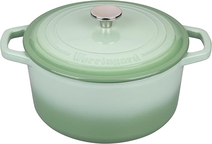 VORRINGARD Enameled Cast Iron Dutch Oven Pot with Lid, for Bread Baking, Round Bread Oven- include Sourdough Bread Baking Supplies Set, 4.5QT, Green