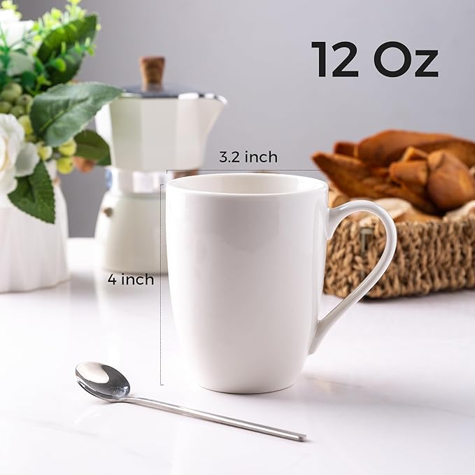 GBHOME 12 OZ Off White Coffee Mugs, Ceramic Coffee Cups Set with Large Handle for Man, Woman, Light Weight Coffee Mugs for Latte/Cappuccino/Cocoa/Milk, Dishwasher & Microwave Safe, 36 pcs