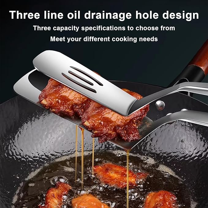 13.3 Inch Stainless Steel Tongs for Cooking, Versatile Stainless Steel Grill Clamp Anti-Scald Extended Handle Spatula Tong Perfect for Flipping, Grilling, Cooking, Frying, and Griddling (1)