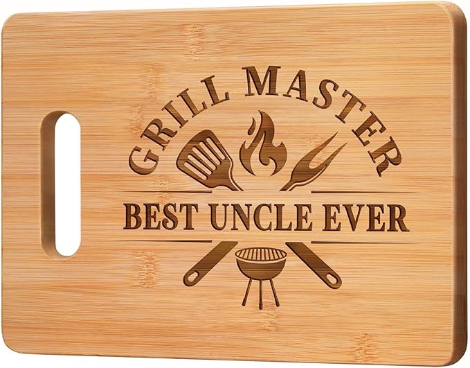 Uncle Gifts from Niece Nephew, Christmas Gifts for Uncle Birthday Valentine Father's Day Thanksgiving - Best Uncle Ever Unique Engraved Cutting Board