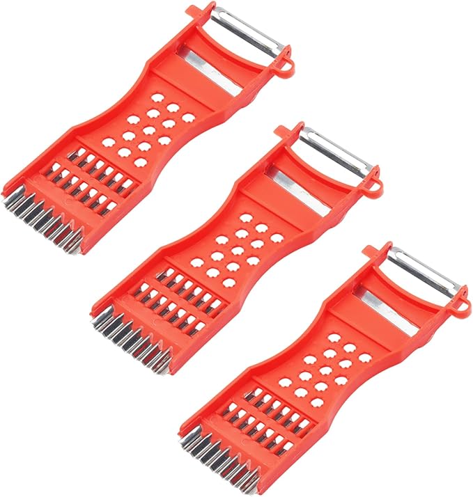 Saim Vegetable Peeler Metal Scraper Fruit Grater Slicer, Multifunction Kitchen Grater Slicer Tool,for Vegetable,Fruit,Cucumber,Potato,Carrots,Cheese,Chef Gadgets Tools - Orange Red 3 Pcs