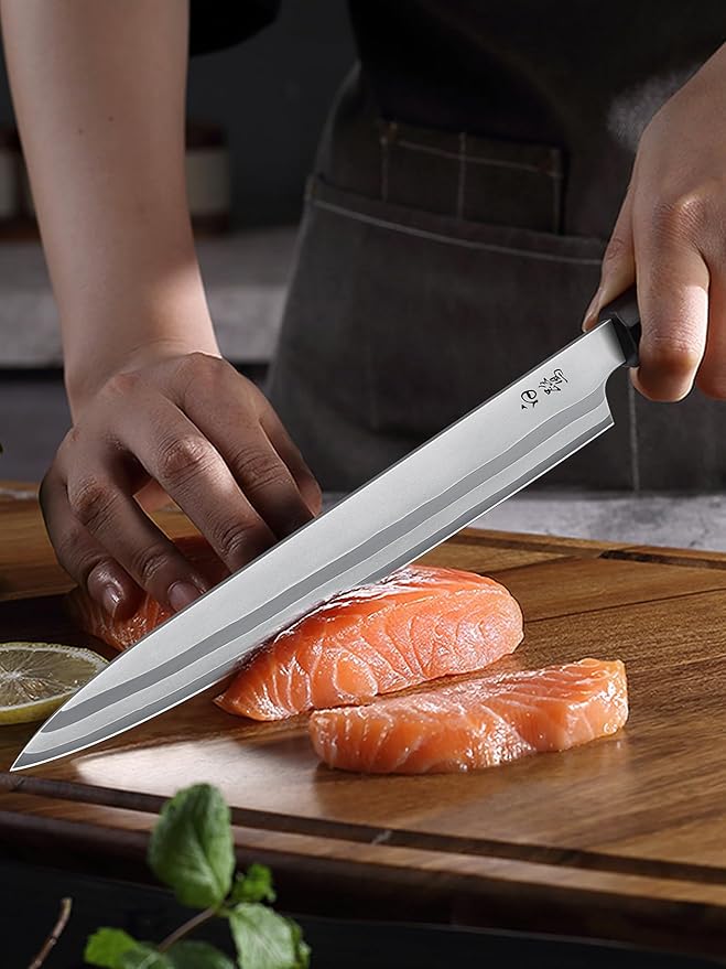 HOSHANHO Sushi Knife 10 Inch, Japanese High Carbon Steel Sashimi Knife, Ultra Sharp Yanagiba Knives, Kitchen Knives for Fish Filleting with Olive Wood Handle