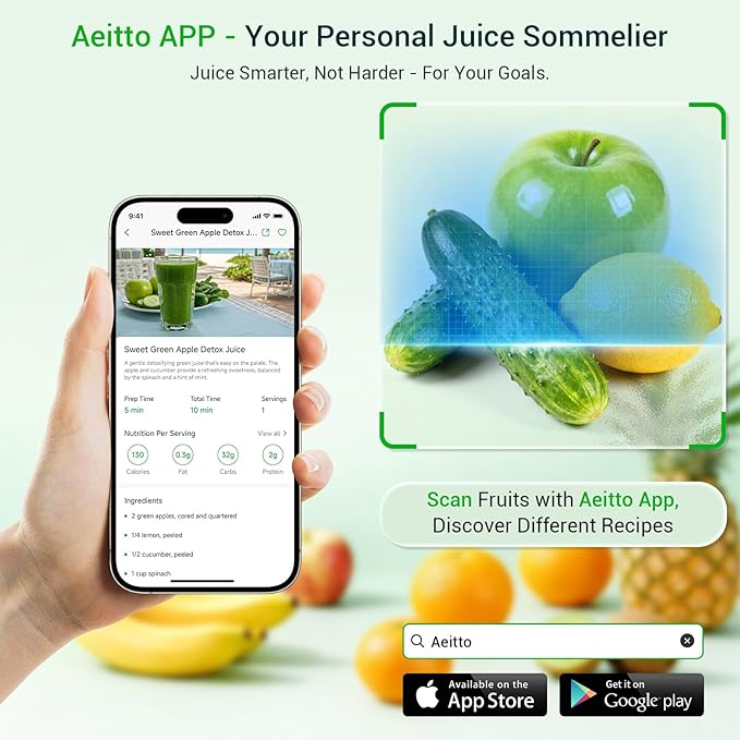 Aeitto Juicer Machines, 5.3" Extra Large Feed Chute Cold Press Juicer, Fit Whole Vegetables & Fruits, Easy to Clean, High Juice Yield,Slow Masticating Juice Extractor,Self Feeding
