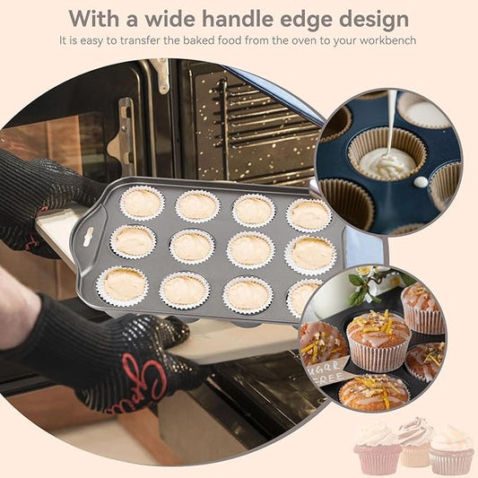 Beufee Mini Cheesecake Pan,Mini Cupcake Muffin Baking Pans 12 Cavity with Removable Bottom Cupcake Pan Mini Round Cake Pans Nonstick Cake Mold DIY Baking Cake Mold Bakeware Kitchen Utensils