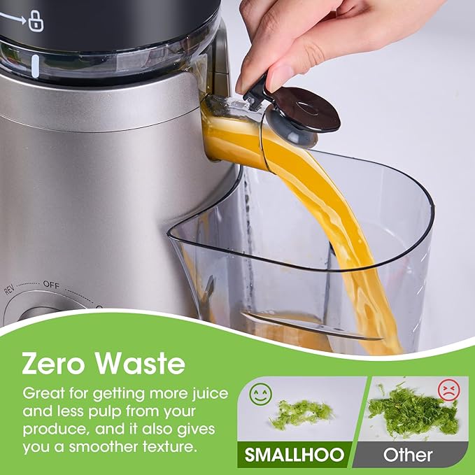 SMALLHOO Juicer Machines, 5.8" Wide Feed Chute Cold Press Juicer for Whole Vegetables & Fruits, High Juice Yield, BPA Free (Slivery)