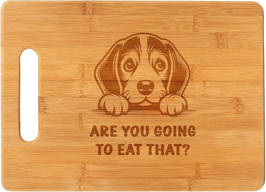 Beagle Are You Going To Eat That? Engraved Bamboo Cutting Board for Beagle Dog Lovers