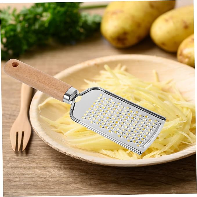 1Pc Stainless Steel Plane Grater Zester with Non Slip Wood Handle Kitchen Gadget for Fruits and Vegetables Easy to Clean for Home Restaurant and Hotel Use