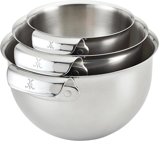 Hestan Provisions – 3-Piece Stainless Steel Mixing Bowl Set – 1.5qt, 3qt, and 4.75qt, Nesting Design