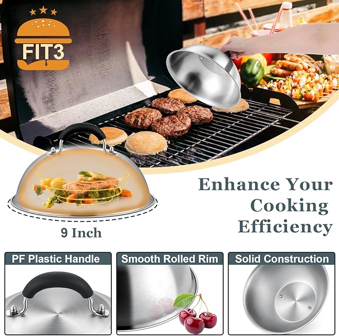 Leonyo Smashed Burger Kit, 9" Cheese Melting Dome, 7" Burger Press, Griddle Spatula, 2Pcs Squeeze Squirt Bottles, Spice Dredge Shaker, Griddle Accessories Kit for Flat Top Grill Cooking Indoor Outdoor