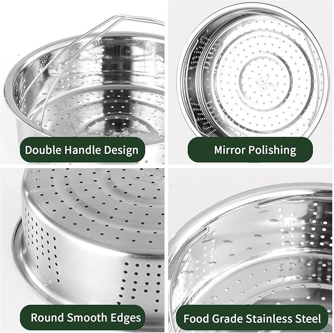 Steamer Basket,Steamer Basket Insert for 6,8 Pots (Bottom Big hole)