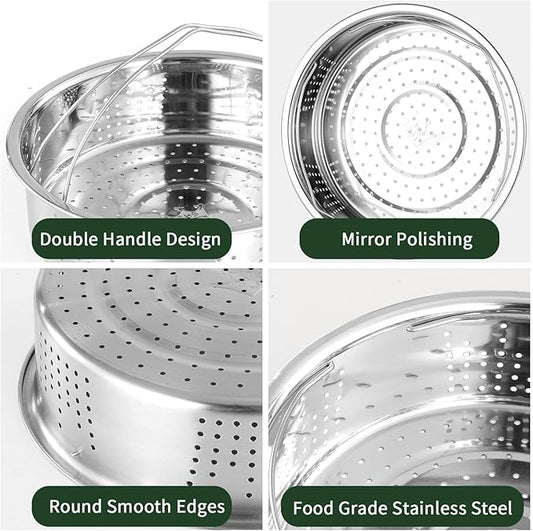 Steamer Basket,Steamer Basket Insert for 6,8 Pots (Bottom Big hole)