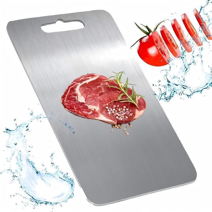 QuShen Titanium Cutting Board - 100% Pure Titanium Double Sided Chopping Board for Kitchen, Dishwasher Safe, Easy to Clean (18"L x 12"W)