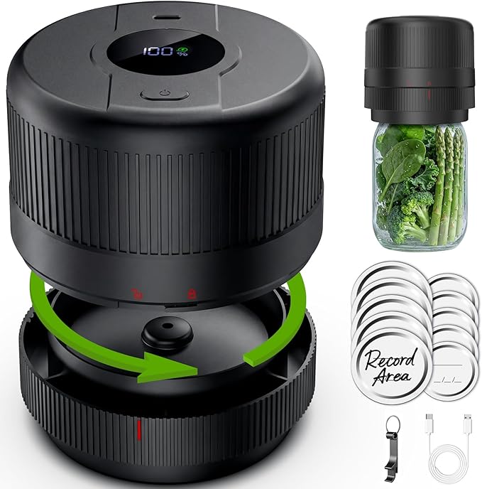 Mason Jar Vacuum Sealer Kit, Electric Sealer for Wide, Regular Mouth Mason Jars, Portable Vacuum Sealer for Jars, Birthday Gifts for Her, Gifts for Mom, Grandma