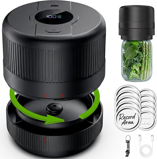 Mason Jar Vacuum Sealer Kit, Electric Sealer for Wide, Regular Mouth Mason Jars, Portable Vacuum Sealer for Jars, Birthday Gifts for Her, Gifts for Mom, Grandma