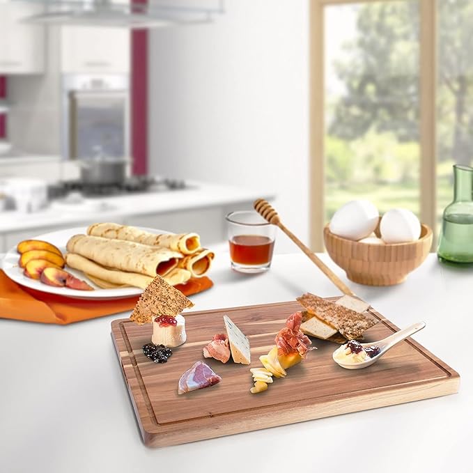 DYTesa Cutting Board, 20 x 15 Inch Large Acacia Wood Cutting Board 1.5" Thick, Durable Wood Cutting Boards for Kitchen with Deep Juice Grooves & Built-in Handles, Easy to Clean
