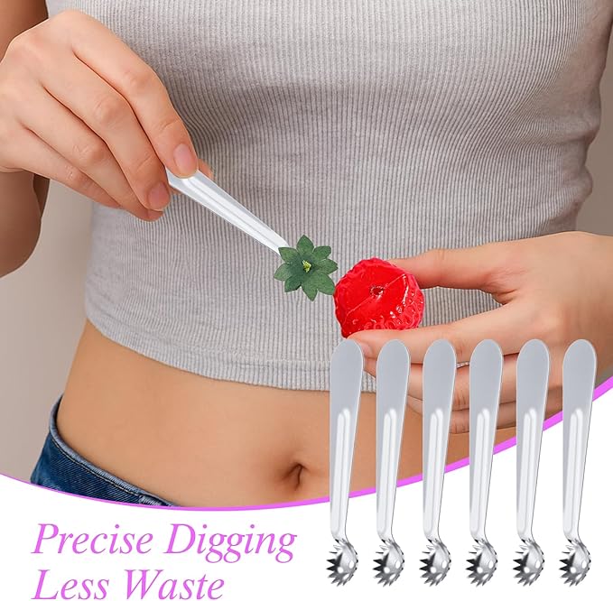 6 Pcs Stainless Steel Strawberry Huller,Tomato Stem Corer Tool,Strawberry Baller for Strawberrys,Tomato,Vegetable and Fruit Corer Practical Kitchen Tool