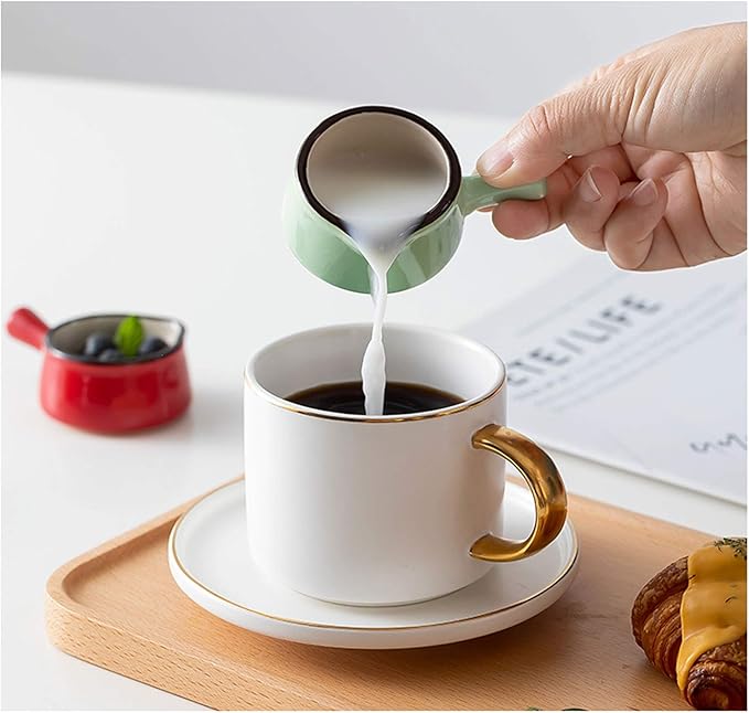Gravy Boat Simple Small Milk Cup With Handle Household Ceramic Pointed Small Milk Jug Coffee Pour Milk Cup Mini Milk Jug Suitable for Fruit Honey Seasoning Snacks Gravy Sauce Boat (Color : Green)