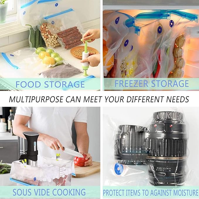 Sous Vide Bags 60pcs Reusable Vacuum Sealer Bags with 4 Sealing Clips, Reusable Vacuum bags for Food Storage and Sous Vide Cooking(10.2x13.4 Inch)