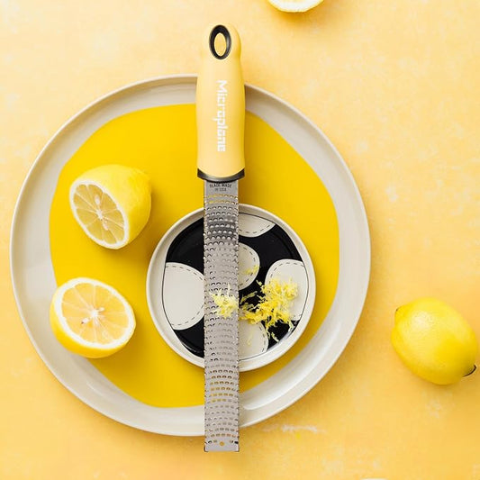Microplane Premium Classic Zester Grater in Lemon Cream color - Vibrant Color | Lemon Zester tool, Cheese & Vegetable Grater | For Citrus, Parmesan Cheese, Garlic, Ginger | Fine Stainless Steel Blade
