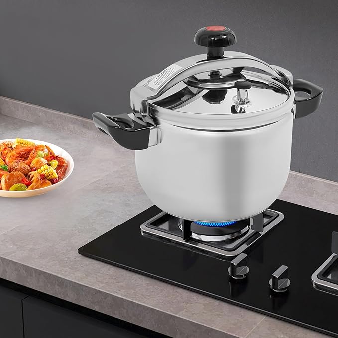 9L/2.38Gal Pressure Cooker, 201 Stainless Steel Polishing Pressure Pot 5/7/9/11/22/26/40L 60Kpa High Safety Large Capacity Pressure Cooker with Easy Lock Lid Dishwasher Safe (9L)