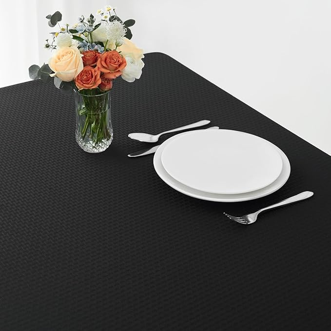maxmill Rectangle Tablecloth Weaved Pattern Waterproof Spillproof Wrinkle Free Table Cloth, Kitchen Dining Tabletop Decoration, Fabric Table Cover for Holiday Parties, 52 x 108 Inch, Black