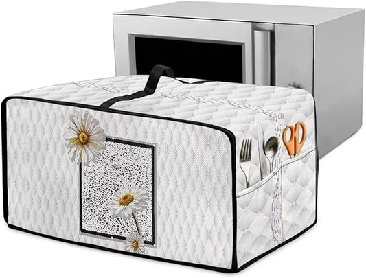 Doojoayie Daisy Toaster Cover 6 Slice Dust-Proof Kitchen Appliance Covers with Top Handle Design Easy to Use 19.7"x16"x 10" Compatible with Toaster/Kitchen Appliance