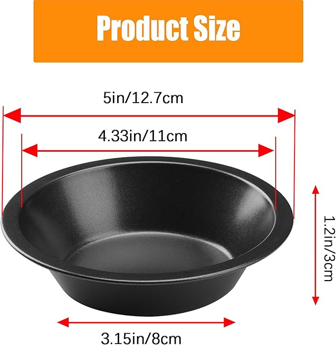 4Inch Mini Pie Pans Pie Plates Mini Tart Pans for Baking Round Bakeware Set for Baking Dessert Set of 5- Black