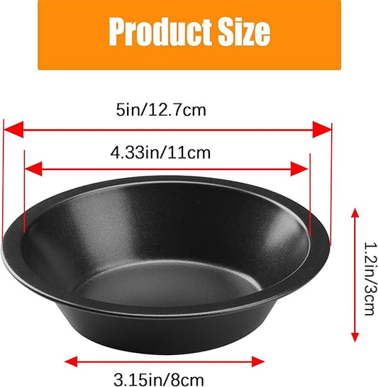 4Inch Mini Pie Pans Pie Plates Mini Tart Pans for Baking Round Bakeware Set for Baking Dessert Set of 5- Black