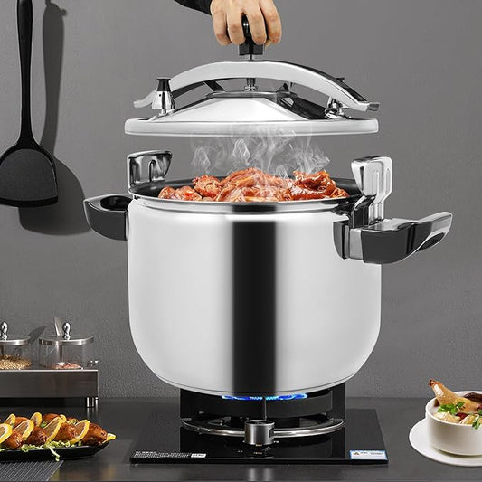 27.5 Quart Stainless Steel Pressure Cooker, 60Kpa Pressure Stewing Pot w/Alarm Device, Pressure Cooker Pot for Cooking, 3 Heavy Security Systems,Works on All Stovetops(Induction Compatible)