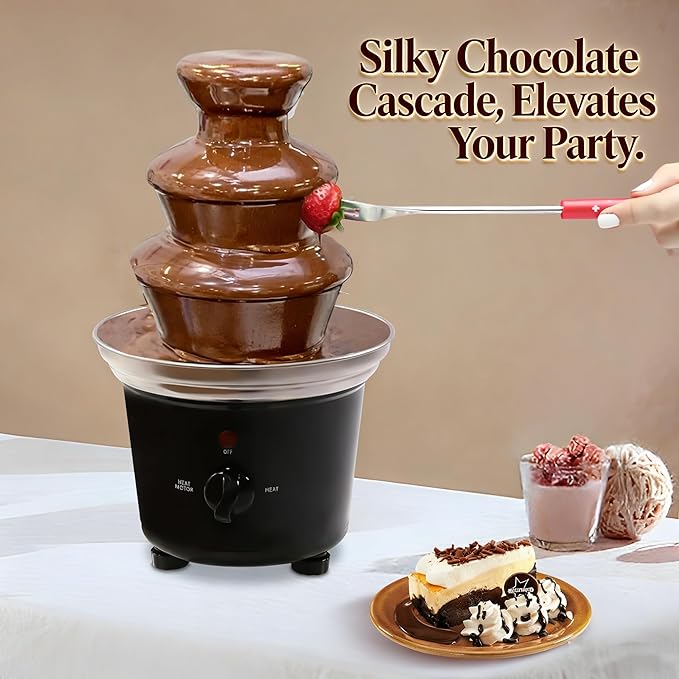 1lb Chocolate Fountain, 3-Tier Party Fountain with Fruit Plate, Chocolate Fondue Fountain for Christmas Birthday Party, 120V 40W