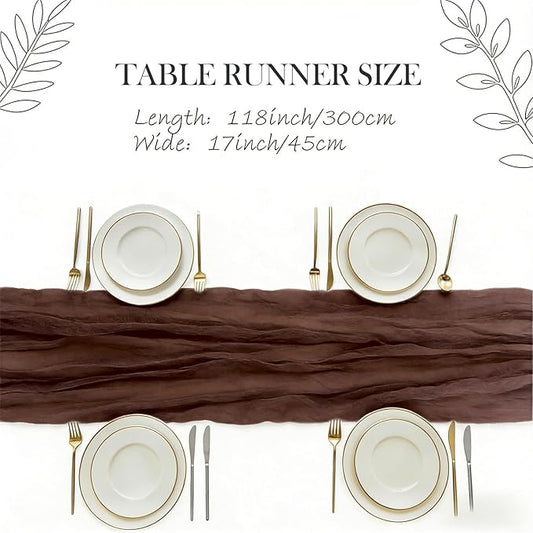 3 Pack Nude Brown Cheesecloth Table Runner -17×120 Inch Gauze 10 FT Long Cheese Cloth Table Runners for Bridal Wedding Party Baby Shower Holiday Birthday Home Easter Decor (Nude Brown, 3PC)