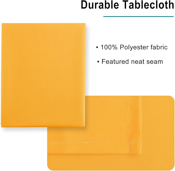 Hiasan Small Tablecloth for Square Tables - Waterproof and Spillproof Washable Fabric Table Cloth for Dining Room Spring Party (Orange Yellow, 40 x 40 Inch)