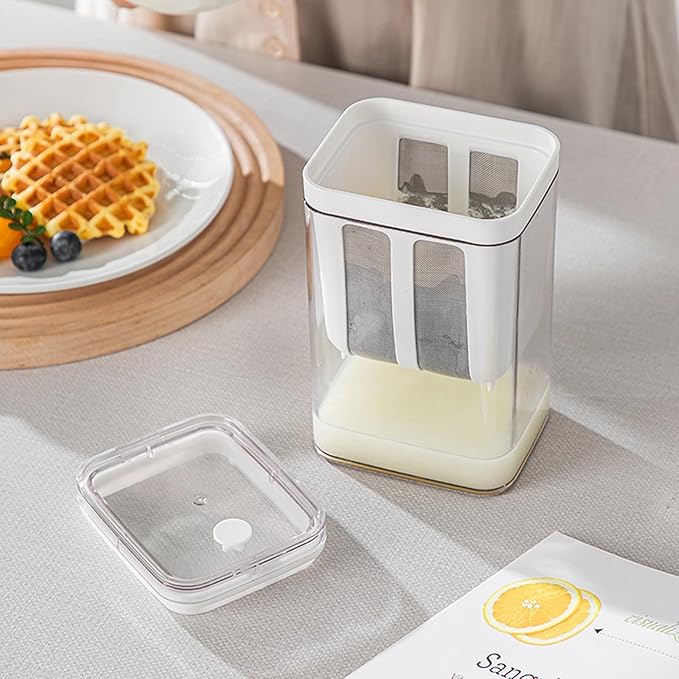 Greek Yogurt Strainer, 1100ml Multi Yoghurt Maker Strainer with Fine Mesh Bag & Lid for Thick Greek Yogurt, Soybean Milk, Kefir, Berries, Soup, Fruit Juice, Coffee