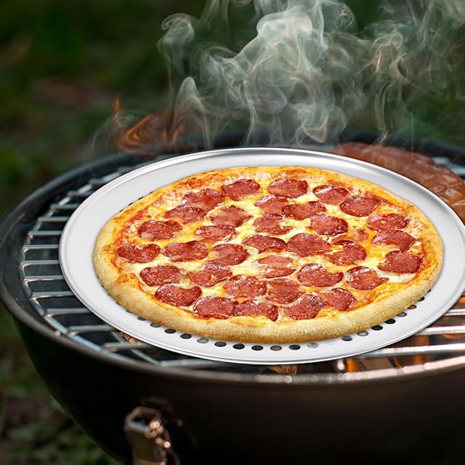 Luxshiny Pizza Pan with Holes 12 Inch Aluminium Alloy Round Pizza Pan for Oven Bakeware Pizza Tray Nonstick Perforated Pizza Crisper Tray Bakeware Cooking Dish for Home Kitchen