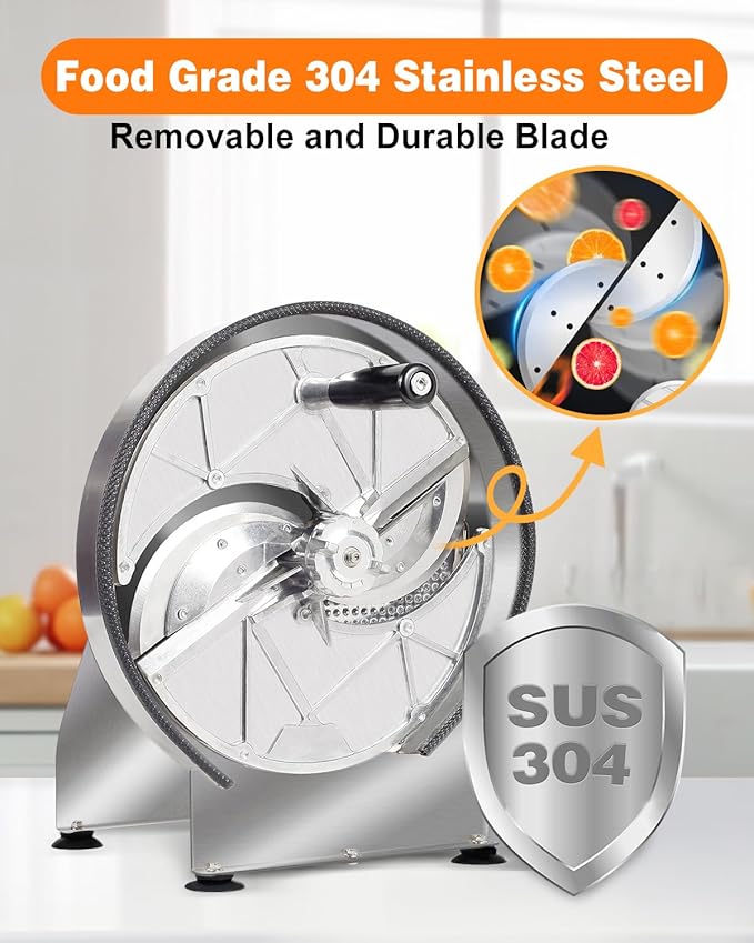 Commercial Vegetable Slicer-0.2-13mm Adjustable Thickness, Stainless Steel Manual Vegetable Slicer with 2*Extra SUS 304 Blades lemon slicer for Slicing Fruit Potato Lemon Onion Tomato