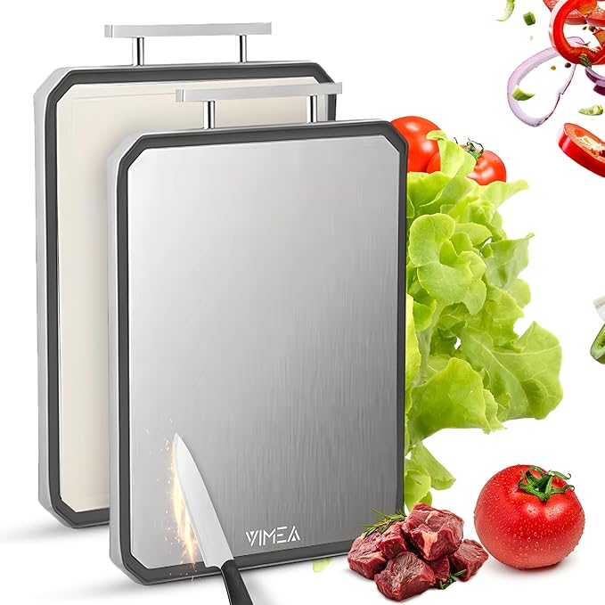 Double-Sided Titanium Cutting Board for Kitchen,16" x 11" Large, Pure Titanium & Wheat Straw PP, Diswasher safe, Durable Chopping Board for Meat, Vegetables - Daily and Pro-Level cooking