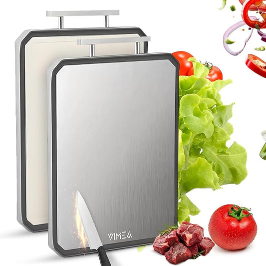 Double-Sided Titanium Cutting Board for Kitchen,16" x 11" Large, Pure Titanium & Wheat Straw PP, Diswasher safe, Durable Chopping Board for Meat, Vegetables - Daily and Pro-Level cooking