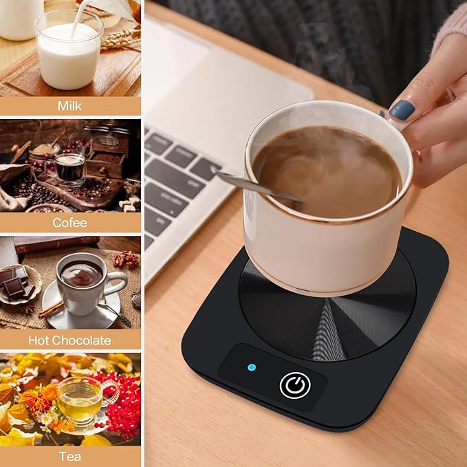 Coffee Mug Warmer, Smart Candle Warmer, Electric Cup Warmer with Aluminum Metal Panel for Office, Desk Accessories, Electric Beverage Warmer for Cocoa, Milk, Coffee Gifts for Dad