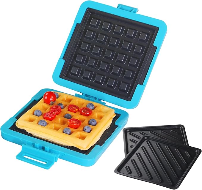 Toaster,Microwave Toaster, Sandwich Maker, Waffle Maker, Panini Maker, Dishwasher Safe,NO Electricity,Wireless,Time Saving,Fast (Blue, Microwave Sandwich and Waffle Maker)