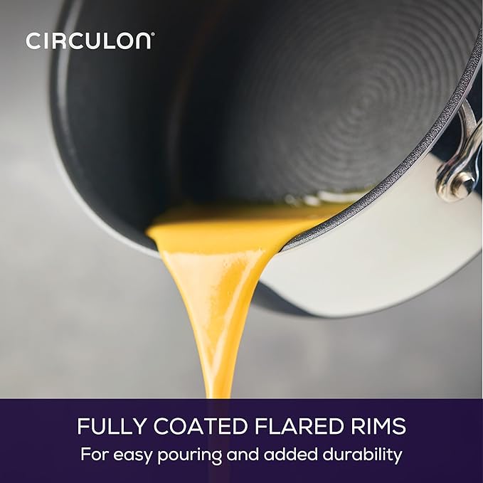 Circulon C1 Series Clad Stainless Steel with ScratchDefense Technology Cookware Nonstick Induction Saucepan with Lid, Metal Utensil Safe, 3 Quart - Polished Stainless Steel