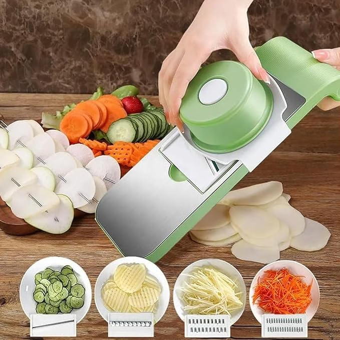 Multifunctional Vegetable Cutter, Portable Mandoline Slicer for Kitchen, Adjustable Vegetable Cutter with Stainless Steel Blades, Home Essentials & Kitchen Gadgets (3Blades/Set)